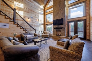 Una televisión, una chimenea, videojuegos