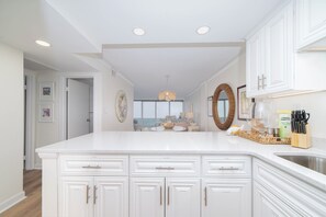 Fridge, microwave, oven, stovetop - Oceanfront Condo 2BR/2BA • Boardwalk (Virginia Beach)