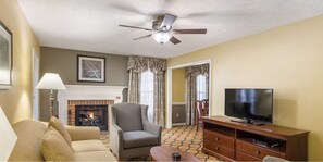 TV, DVD player, video library