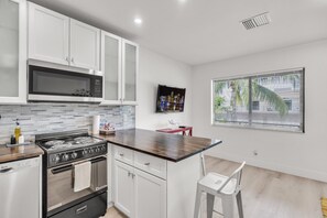 Fridge, microwave, oven, dishwasher