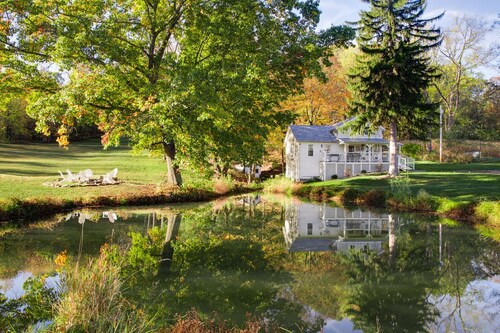 Historic 5-Acre Farmstay: Hot Tub, Fishing Pond, Bikes, Fire Pit, Pet-Friendly!