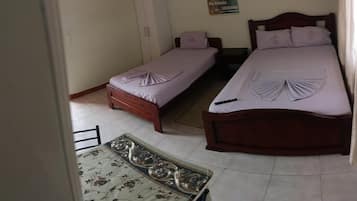 Habitación con 2 camas individuales, vistas al patio | Escritorio, espacio para trabajar con un portátil, cortinas opacas