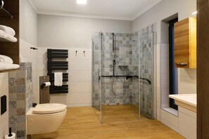 Ducha, secador de pelo, toallas
