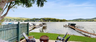 Lakefront house with private dock + near restaurants with live music