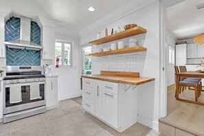 Fridge, stovetop, dishwasher, high chair