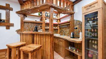 Villa | Private kitchen | Fridge, microwave, oven, stovetop