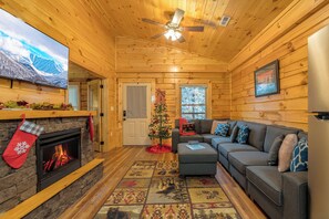TV, fireplace - Romantic Getaway for 2 w/Free tickets2Dollywood,Anakeesta,Aquarium,PrivateHotTub (Gatlinburg)