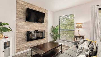 TV, fireplace, offices