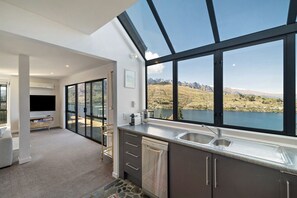 Fridge, microwave, oven, dishwasher - Mountain and lake views and wood burner inside. (Queenstown)