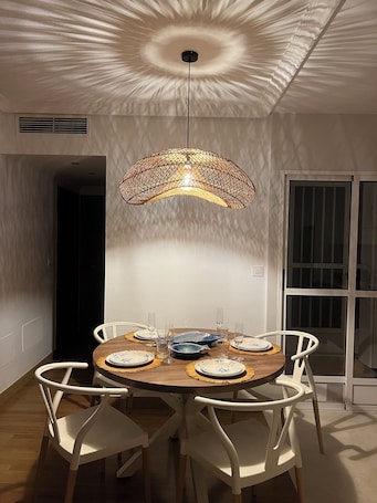Dining. Apartment with swimming pool, paddle court, terrace and wifi (pet friendly)