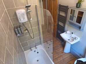 House | Bathroom | Combined shower/tub, deep soaking tub, hair dryer, towels - Woodland View by the Canal Hebden Bridge (Hebden Bridge)