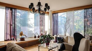 Smart TV, fireplace, stereo