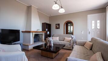 Cheminée, baby-foot, table de tennis de table, livres