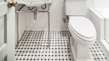 Shower, hair dryer, towels, shampoo