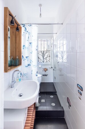 Regadera, secadora de cabello, bidet, toallas 