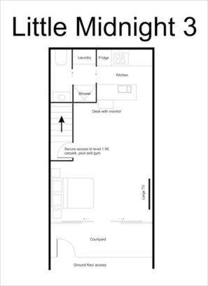 Floor plan - Large Midnight Studio 3, with MCM vibe, in the heart of town (Braddon)