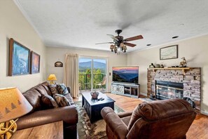 TV, fireplace