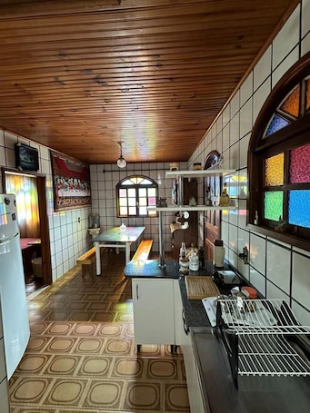 Fridge, microwave, cookware/dishes/utensils