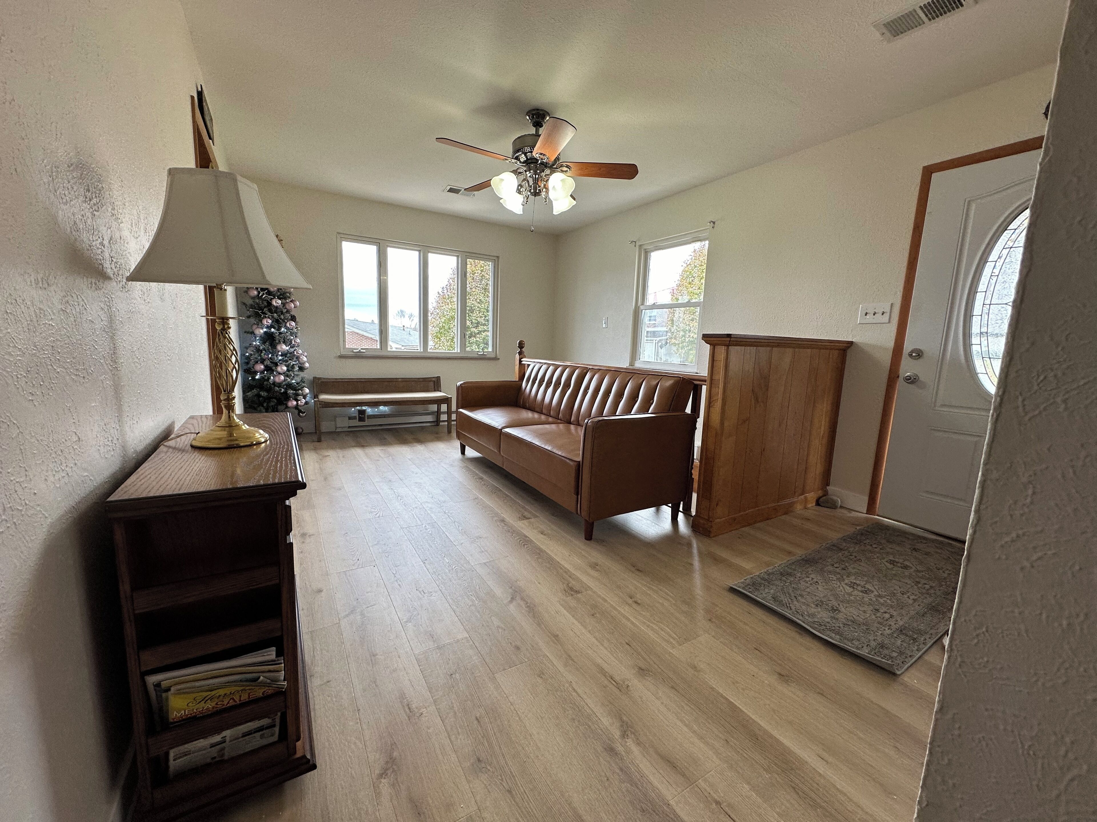 Smart TV, fireplace, table football, books