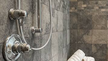 Shower, jetted bath, hair dryer, bidet