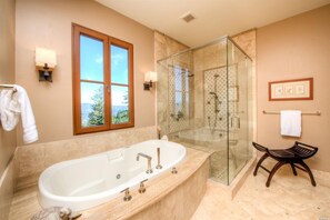 Jetted bath, hair dryer, bidet, towels - Spacious vineyard estate in Napa Valley with home, guest home, pool, pano views (Calistoga)