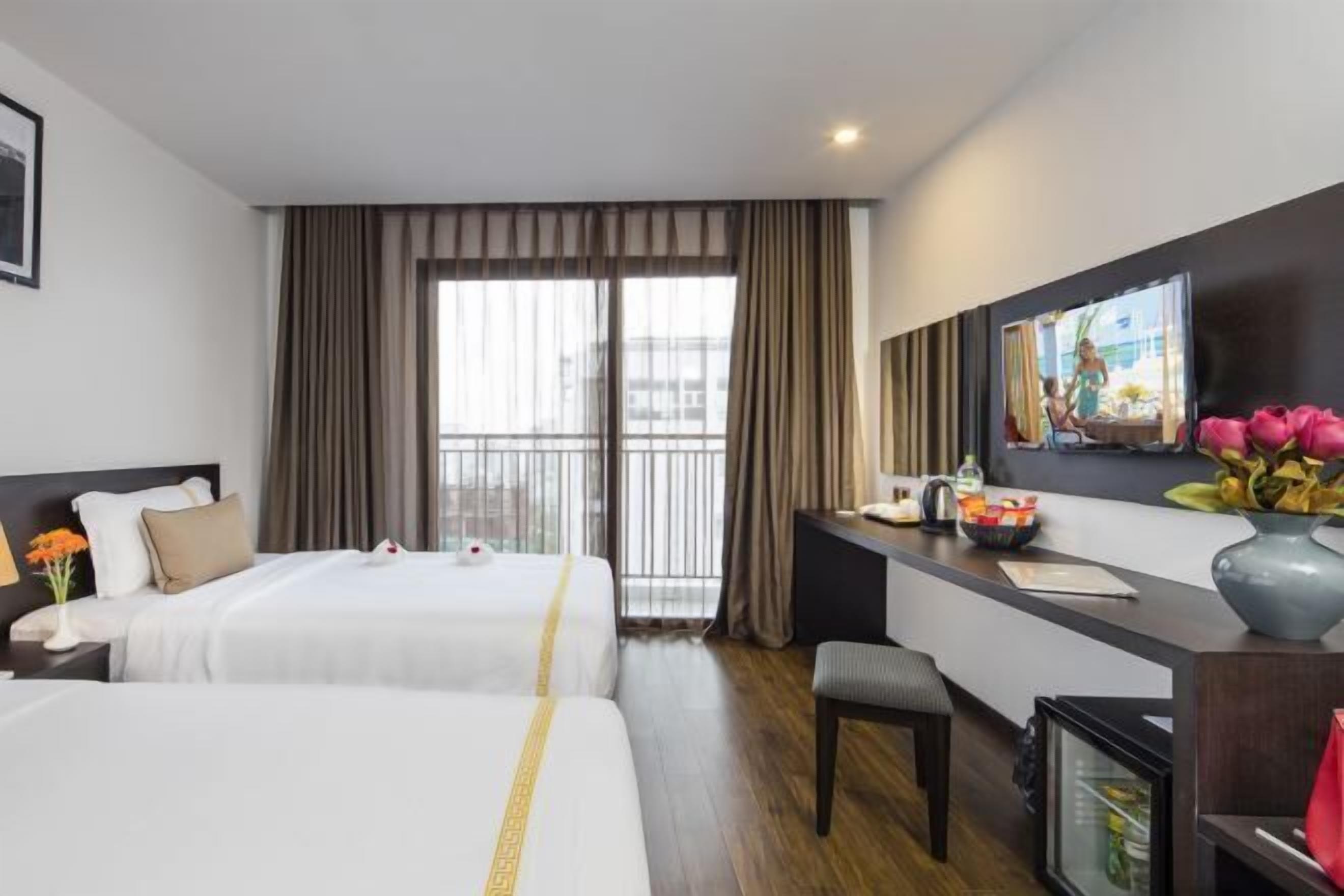 Premium bedding, down comforters, memory foam beds, minibar