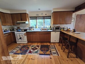 Fridge, oven, stovetop, coffee/tea maker