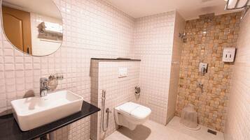 Deluxe Double Room | Bathroom | Shower, rainfall showerhead, free toiletries, bathrobes