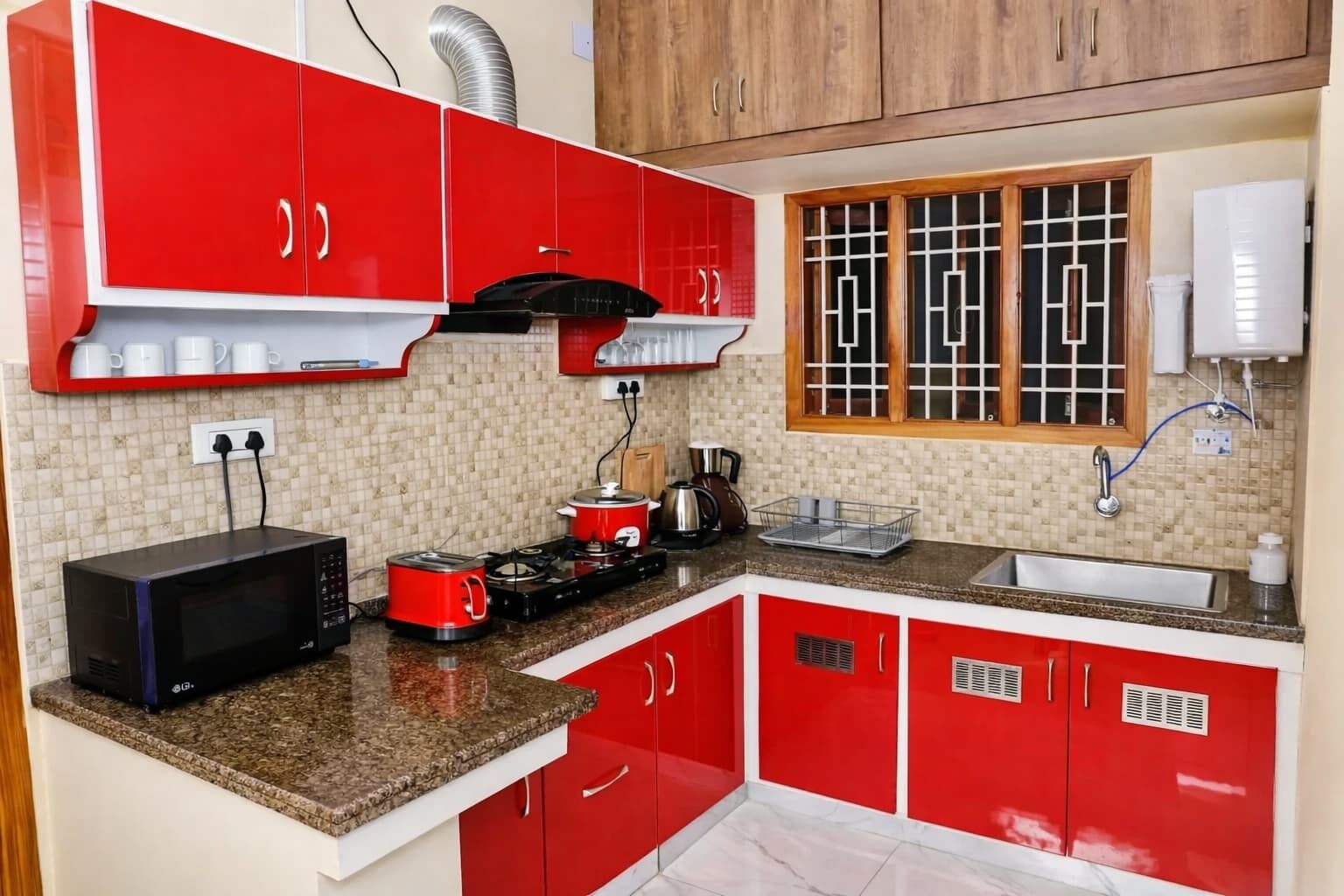 Microwave, stovetop, electric kettle, rice cooker