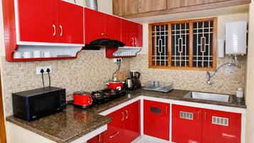 Microwave, stovetop, electric kettle, rice cooker