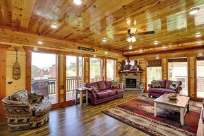 Fireplace, video games, foosball