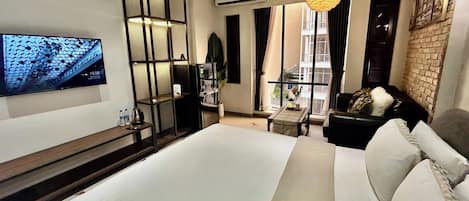 50-inch flat-screen TV with cable channels