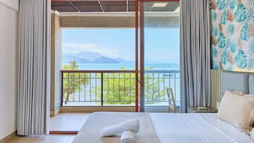 Appartement Panoramique, balcon, vue mer | Literie de qualité supérieure