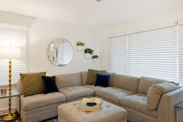 Télévision, cheminée, chaîne hi-fi