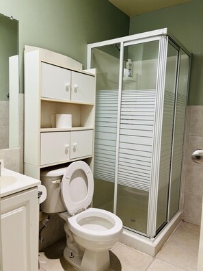 Hair dryer, towels, soap, shampoo - Moe's Suite Hotel (Toronto)