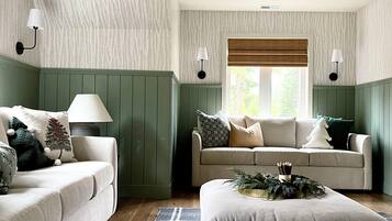 Smart TV, fireplace, video games, foosball