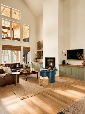 Smart TV, fireplace, video games, foosball