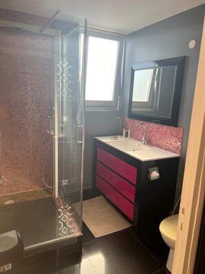 Jetted bath, hair dryer, towels, soap - Chambres a Louer Dans un Spacieux Appartement Dans les Hauteurs de Lyon (Lyon)