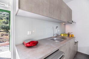 Fridge, oven, stovetop, cookware/dishes/utensils