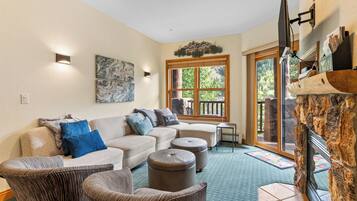 TV, fireplace, video games, DVD player