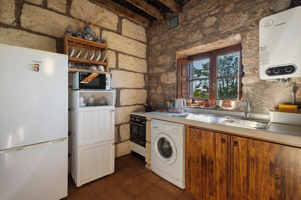 ثلاجة، ميكروويف، موقد طهي مسطح، ماكينة لصنع القهوة/الشاي