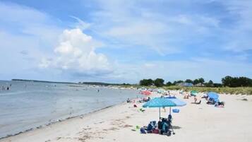 Beach nearby, sun loungers