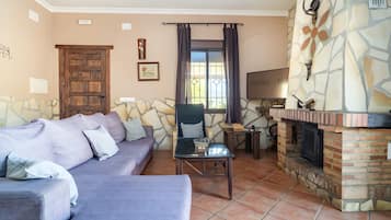 Televisión y chimenea