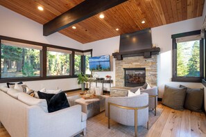 TV, fireplace