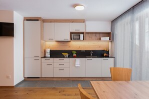 Kühlschrank, Mikrowelle, Herdplatte, Geschirrspüler