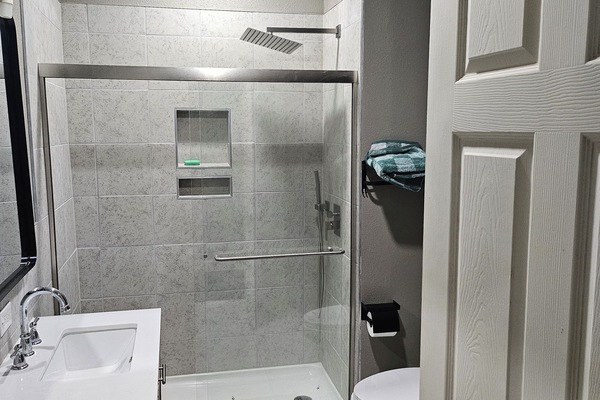 Towels, soap, shampoo, toilet paper