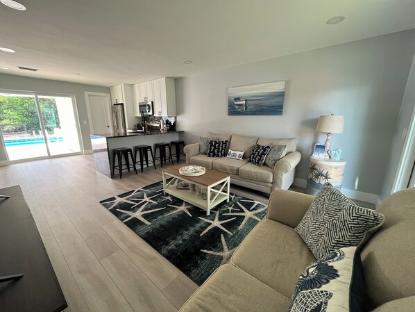 Living area - Ride the Tide: Ocean Access & Private Pool in Stuart, Short Drive to the Beach (Stuart)