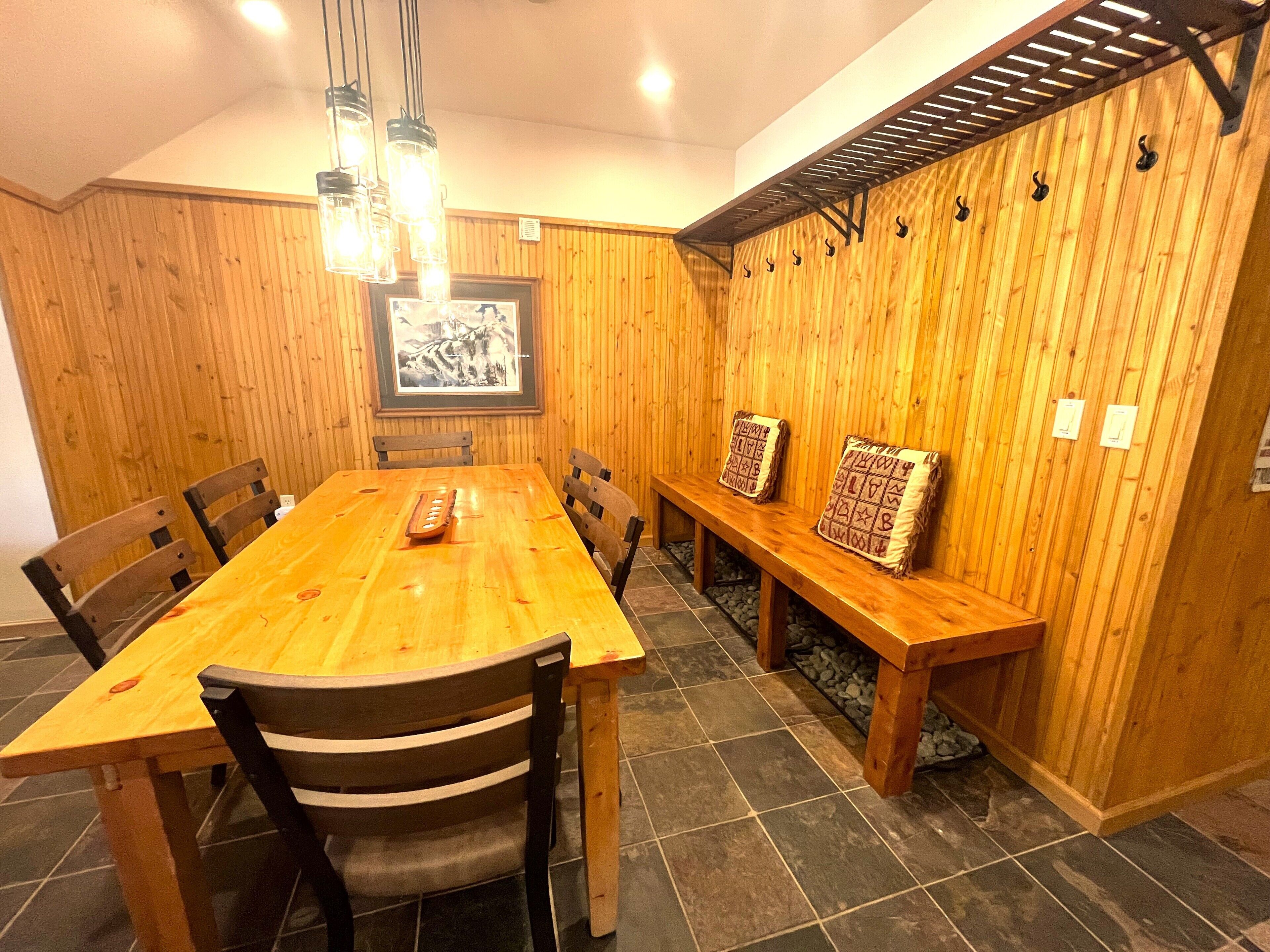Dining area and mud room wall