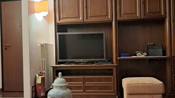 TV connectée, cheminée, jeux vidéo, lecteur de DVD