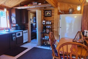 Coffee/tea maker, fridge, microwave, toaster